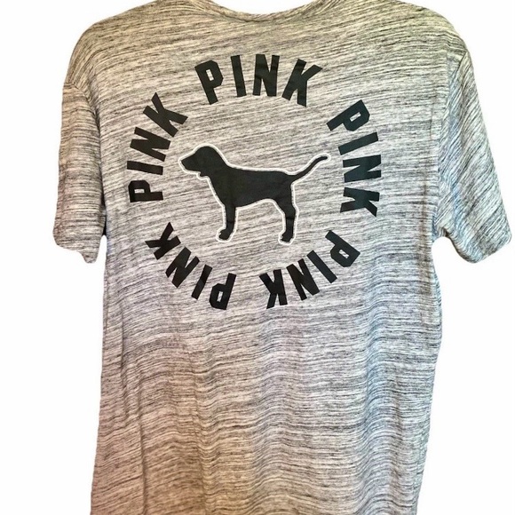 NWOT Vintage PINK Victoria's Secret Gray Strappy Cut-Out Tee SZ Small. Dog logo - Picture 2 of 6